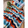 Gentle Ripples Bobble Baby Crochet Blanket Kit Blue & Orange by EmKatCrochet