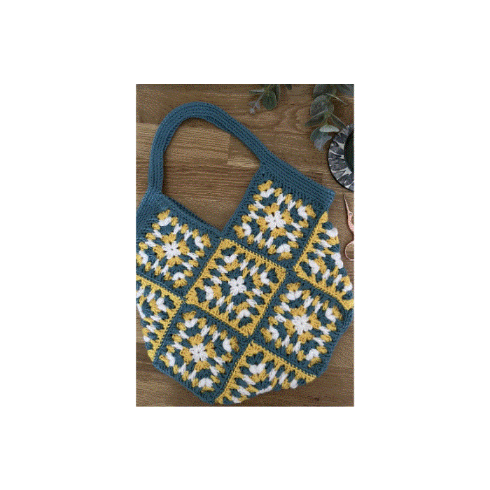 Sea Breeze Granny Square Tote Bag Crochet by Cat Neil in WoolBox Imagine Classic DK