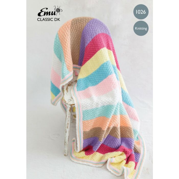 Emu Classic DK Candy Stripe Knitted Blanket 1026 Knitting Pattern One Size main product photo