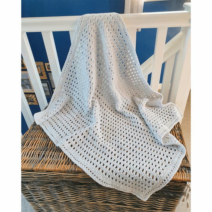 One Block At a Time Baby Blanket Crochet Kit in James C Brett Flutterby Chunky by EmKatCrochet
