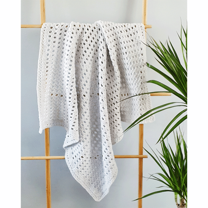 One Block At a Time Baby Blanket Crochet Kit in James C Brett Flutterby Chunky by EmKatCrochet