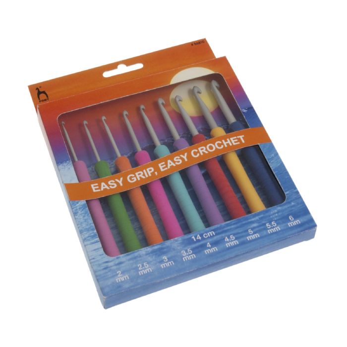 Pony Crochet Hook Set Easy Grip Handle with Finger Flat 2mm to 6mm Buy  Wool, Yarn, Needles, Patterns today