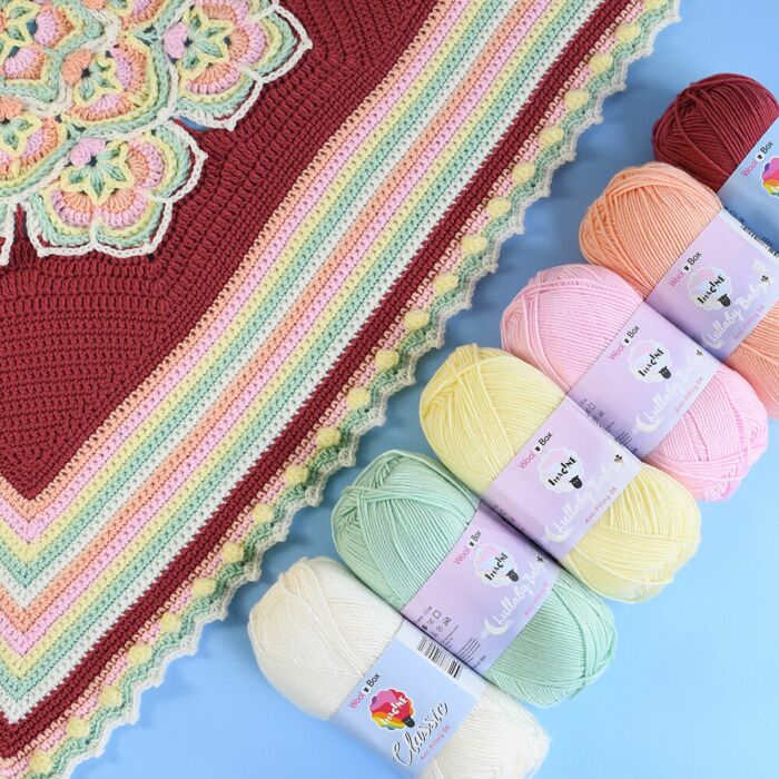 Bloomin' Summer Blanket CAL in WoolBox Imagine Classic & Lullaby DK Sweet Pea