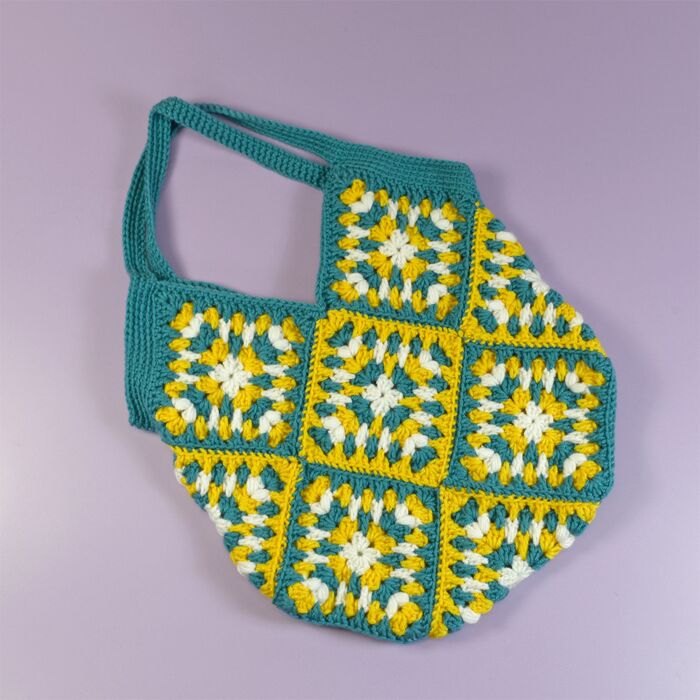 Sea Breeze Granny Square Tote Bag Crochet by Cat Neil in WoolBox Imagine Classic DK