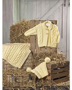 James C Brett Baby Aran Baby Jacket Hat and Blanket  Pattern JB788 31-51cm