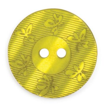 Milward Carded Buttons Round Leaf Pattern Green 22mm Pack of 2
