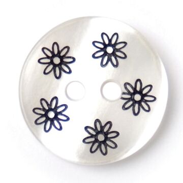 Milward Carded Buttons Round Flower Pattern White 15mm Pack of 4