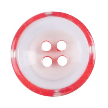Milward Carded Buttons Rimmed Two Tone 4 Hole Red 17mm Pack of 3