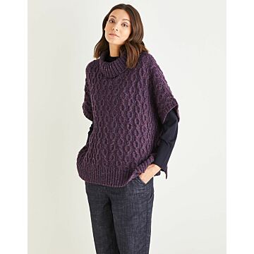 Sirdar Haworth Tweed Womens Cabled Roll Neck Poncho 10148 81-137cm 32-54 - Downloadable