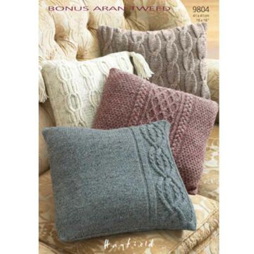 Sirdar Hayfield Bonus Aran Tweed Cushion Covers 9804 