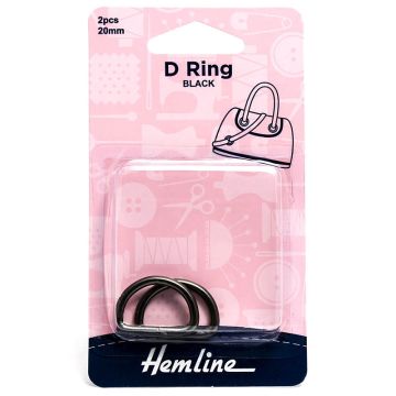 Hemline D Ring Black Nickel 20mm