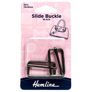 Hemline Slide Buckle Black Nickel 16 x 30cm