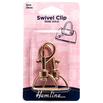 Hemline Swivel Clip Rose Gold 25mm