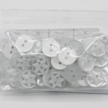 Bag of P86 Star Buttons White 22 14mm x 50 pcs