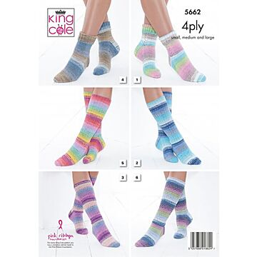 King Cole Summer 4 Ply Socks and Triangular Wrap Pattern 5662 