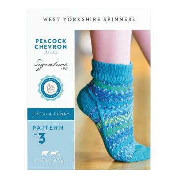 WYS Knitting Pattern No3 Peacock Chevron Socks  Signature 4 Ply  Various