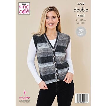 King Cole Bramble DK cardigan and Waistcoat Pattern 5739 81-127cm