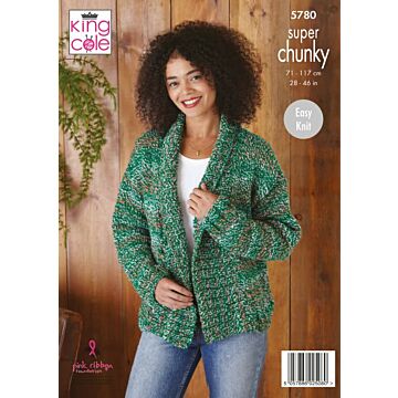 King Cole Christmas Super Chunky Ladies Jacket Sweater Pattern 5780 71-117cm