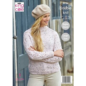 King Cole Homespun DK Ladies Sweaters Pattern 5794 71-117cm