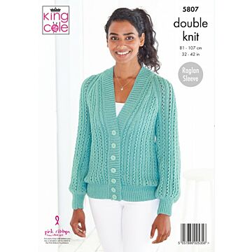 King Cole Cardigan and Shawl Glitz DK Pattern 5807 