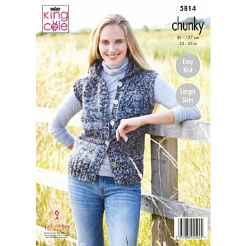 King Cole Autumn Chunky Waistcoat Pattern 5814 81-127cm