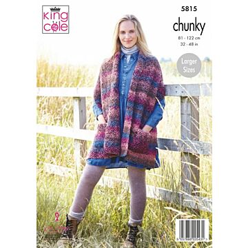 King Cole Autumn Chunky Shawls Pattern 5815 81-127cm