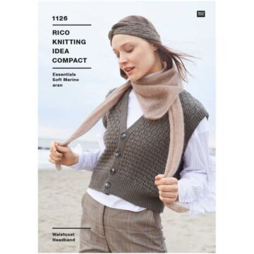 Rico Essentials Soft Merino Aran Waitcoat and Headband Pattern 1126 116-132cm