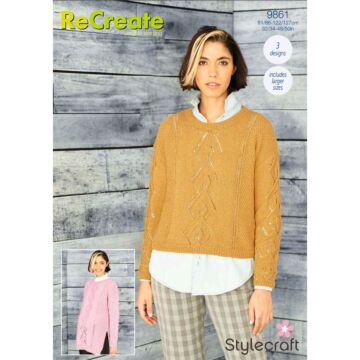 Stylecraft ReCreate Ladies DK Lace Sweaters Pattern Download 9861 
