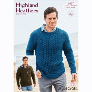 Stylecraft Highland Heathers DK Mens V  R Neck Sweater Pattern Download 9867 