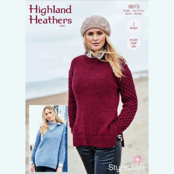 Stylecraft Highland Heathers Aran Ladies Jumpers x 2 Pattern Download 9873 