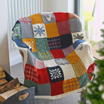 WoolBox Christmas Highland Knitted Blanket Kit by Nicola Valiji in WoolBox Imagine Classic Anti-Pilling DK - Classic Colourway