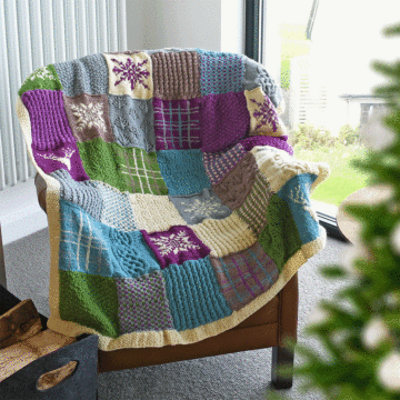 WoolBox Christmas Highland Knitted Blanket Kit by Nicola Valiji in West Yorkshire Spinners Colourlab DK - Natural Colourway
