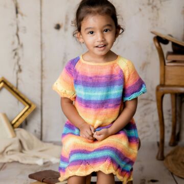 Emu Batik DK Childs Knitted Dress 5001 Knitting Pattern PDF  1-5 Years