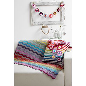 Stylecraft 9091 Blanket,Cushion Cover&Bunting Crochet Pattern - FREE PDF  