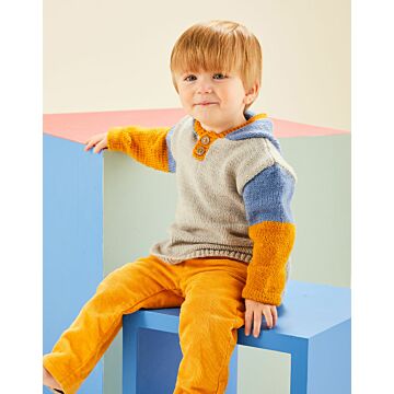 Sirdar Baby Colour Block Hoodie in Snuggly DK Knitting Pattern Download 5489 