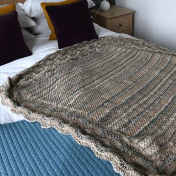 Knitted Irish Moss Stitch Blanket Kit by Jenny Watson in James C. Brett Marble Chunky 
