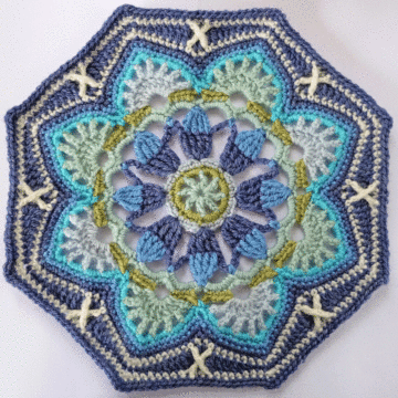 Janie Crow Persian Tiles Crochet Blanket Light Blue Colourway in Stylecraft Life DK