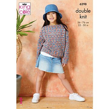 King Cole Cottonsoft Crystal DK Childs Sweaters 6298 Knitting Pattern  2-11Yrs