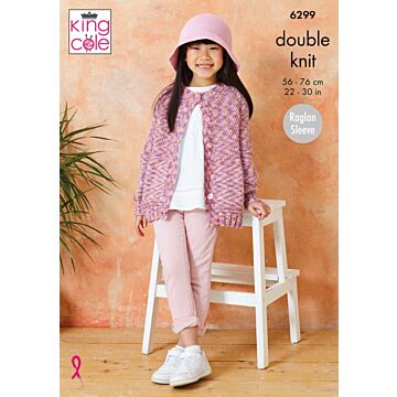 King Cole Cottonsoft Crystal DK Child Cardigan&Sweater 6299 Knitting Pattern  56-76cm
