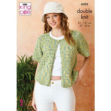 King Cole Cottonsoft Crystal DK Ladies Cardigans 6302 Knitting Pattern  81-127cm