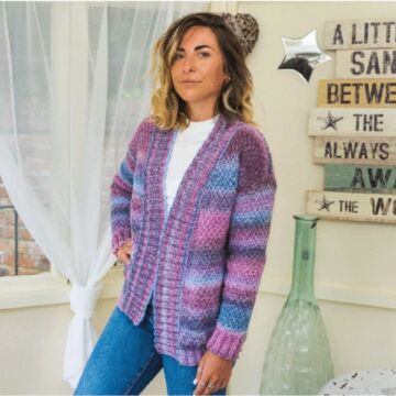 Ladies Knitted V Neck Jacket Kit by Jenny Watson in James C. Brett Marble Chunky