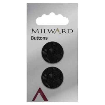 Milward Carded Buttons Irregualar Stone Effect Shank Matt Black 18mm Pack of 2