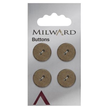 Milward Carded Buttons Coconut 2 Hole Natural 15mm Pack of 4