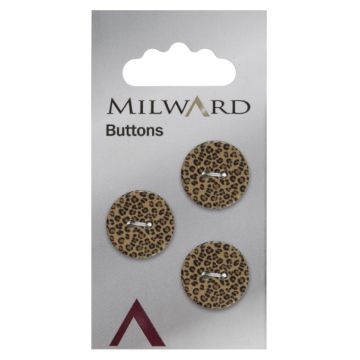 Milward Carded Buttons Round Dark Leopard Print 2 Hole Dark 17mm Pack of 3