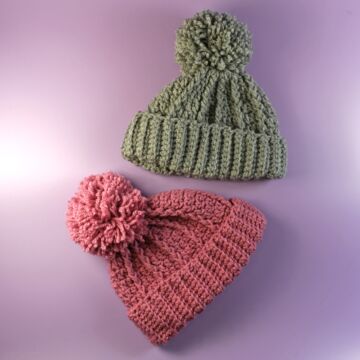 Pom Pom Hats Crochet Pattern by Val Pierce in WoolBox Chunky 