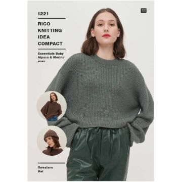 Rico Knitting Pattern Ladies Sweater in Baby Alpaca Aran KIC 1221 81-107cm