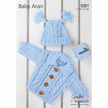 Stylecraft Special for Babies Aran Cardigan & Hat 8361 Knitted Pattern PDF  