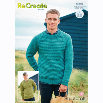 Stylecraft ReCreate Chunky Mens Sweaters 9949 Knitting Pattern Download  