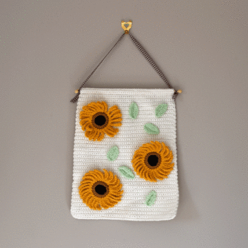 Sunflower Wallhanging Crochet Pattern by Zoe Potrac in Sirdar Happy Cotton DK